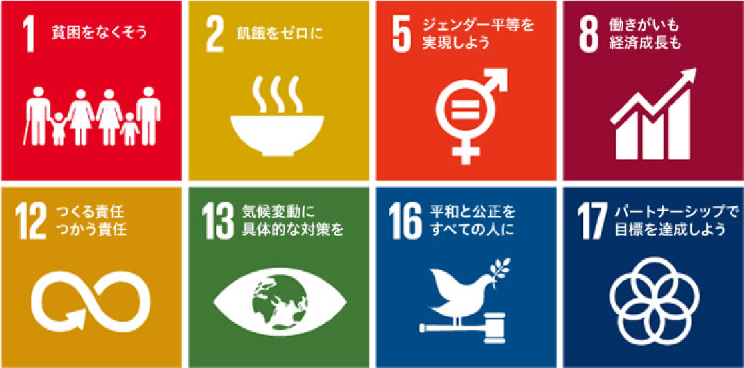 SDGsの8つのゴールに寄与